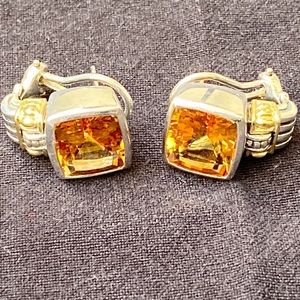 SOLD. Lagos Bezel-Set Citrine Earrings with Omega Clasp